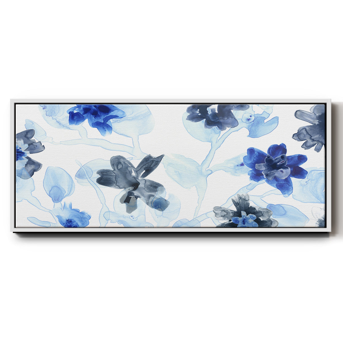 Blue Gossamer Garden V - Floater Framed Canvas Print
