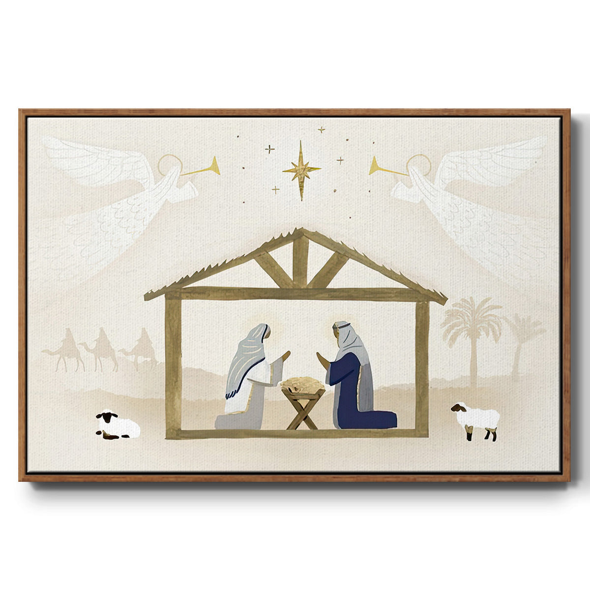 Away in a Manger Collection A - Framed Gallery Wrapped Canvas in Floating Frame