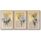 Floral Diary I - Framed Premium Gallery Wrapped Canvas L Frame 3 Piece Set - Ready to Hang