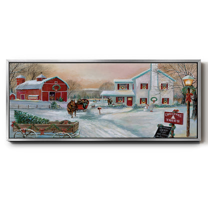 Festive Christmas Tree Farm - Floater Framed Canvas Print