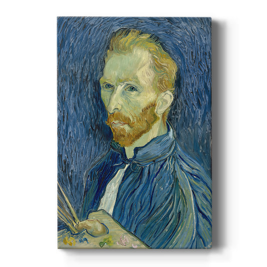 Canvas art print featuring an expressive self-portrait with visible brushstrokes and bold color on a clean white background.