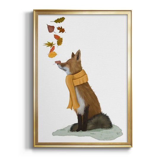 Fox Leaves on Nose - Modern Framed Canvas Print