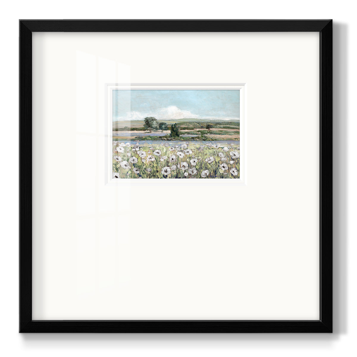 Vintage Poppy Valley - Double Matboard Framed Print
