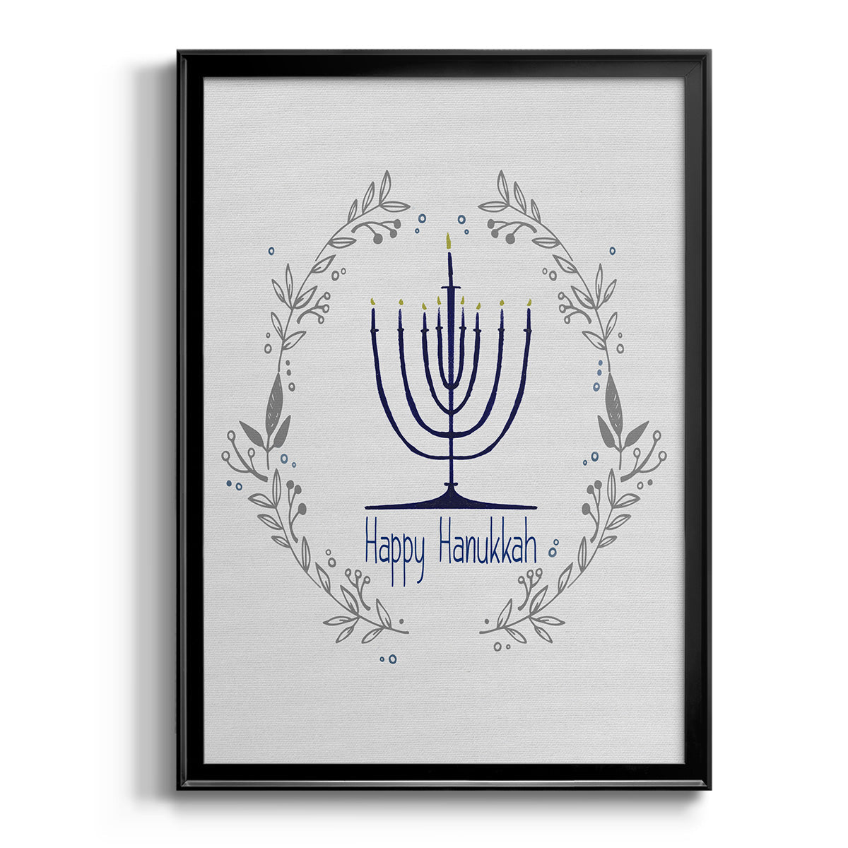 Happy Hanukkah II - Modern Framed Canvas Print