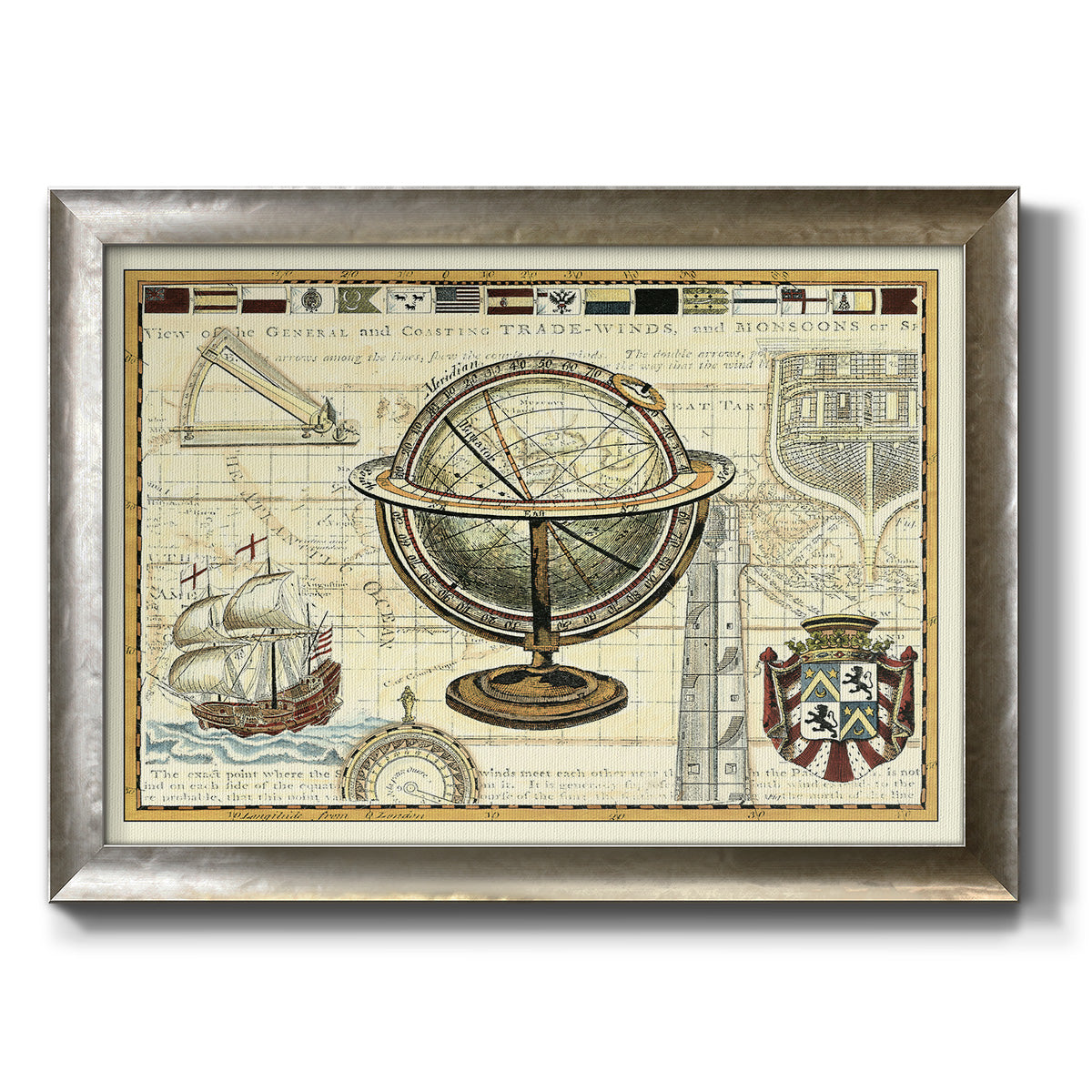 Nautical Map II Premium Framed Canvas- Ready to Hang