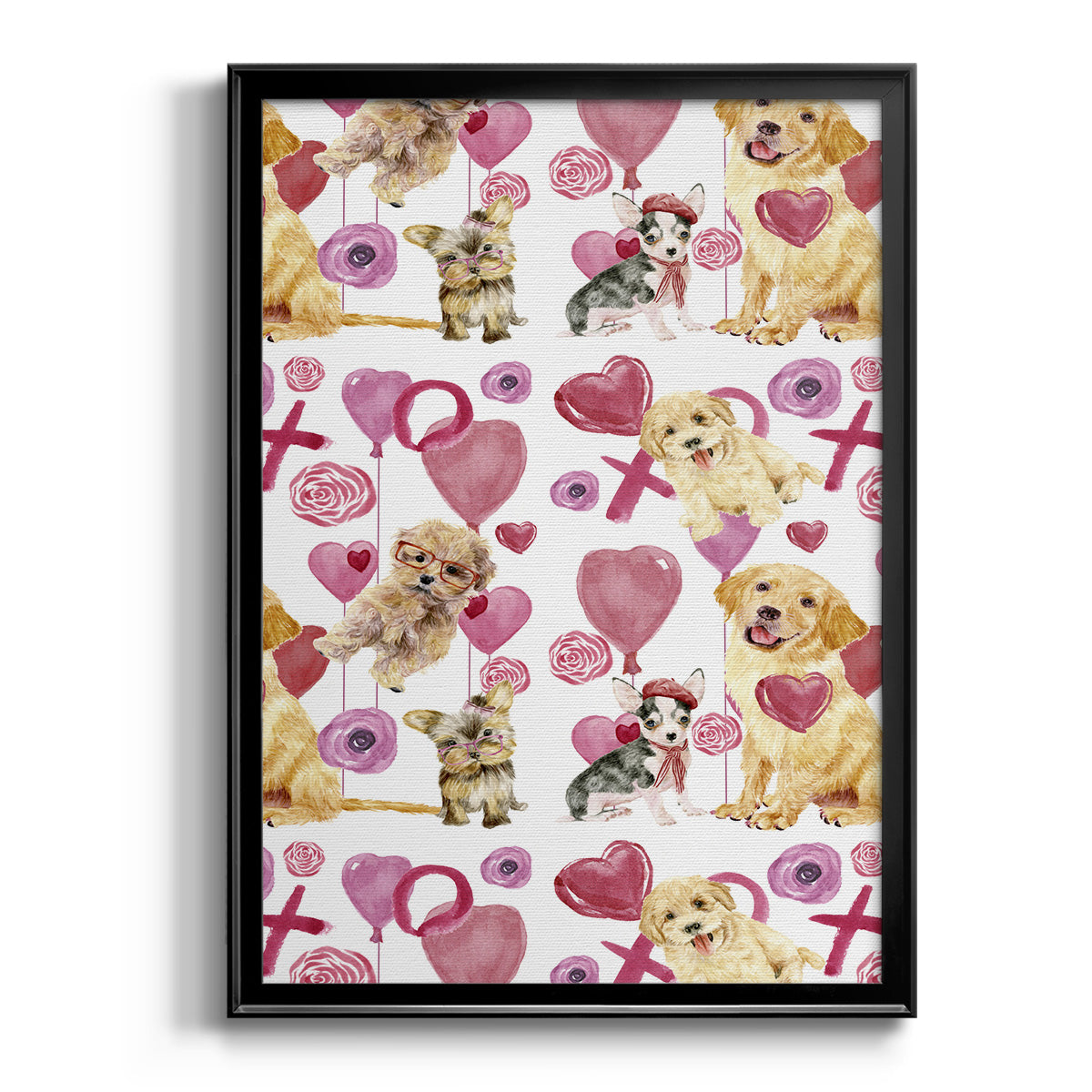 Puppy Valentine Collection E - Modern Framed Canvas Print