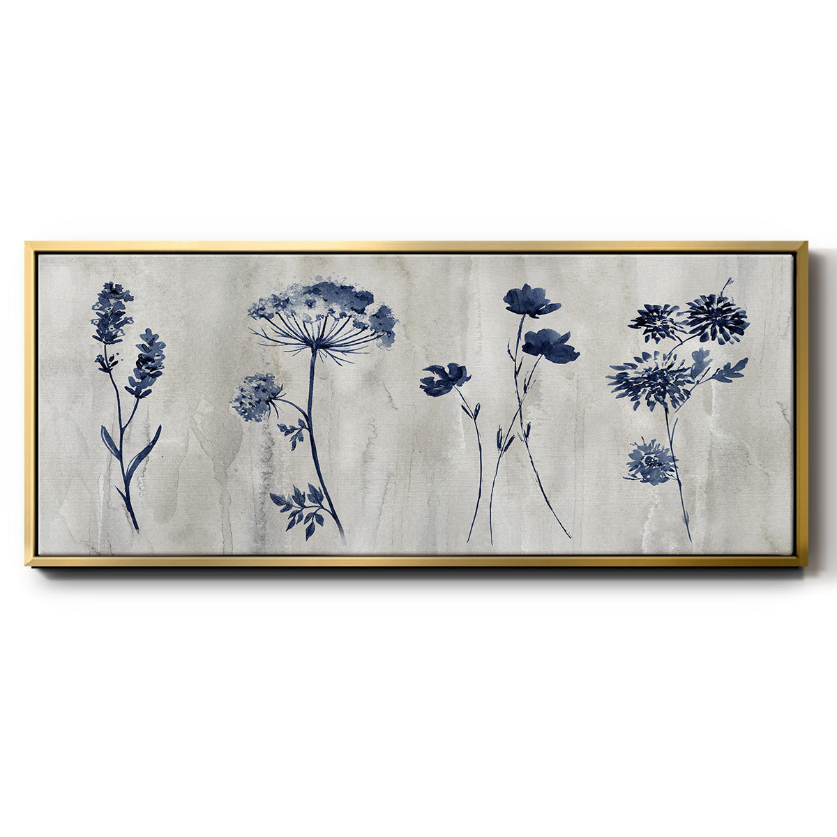 Indigo Row - Floater Framed Canvas Print