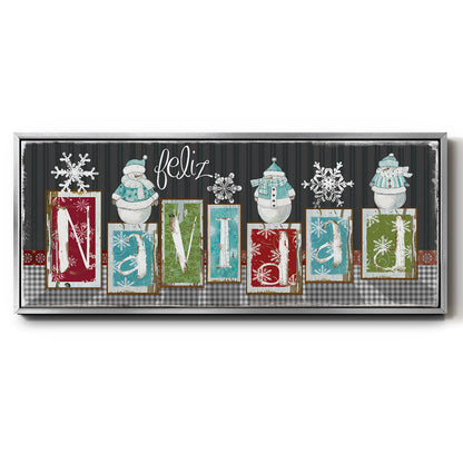 Navidad Blocks - Floater Framed Canvas Print