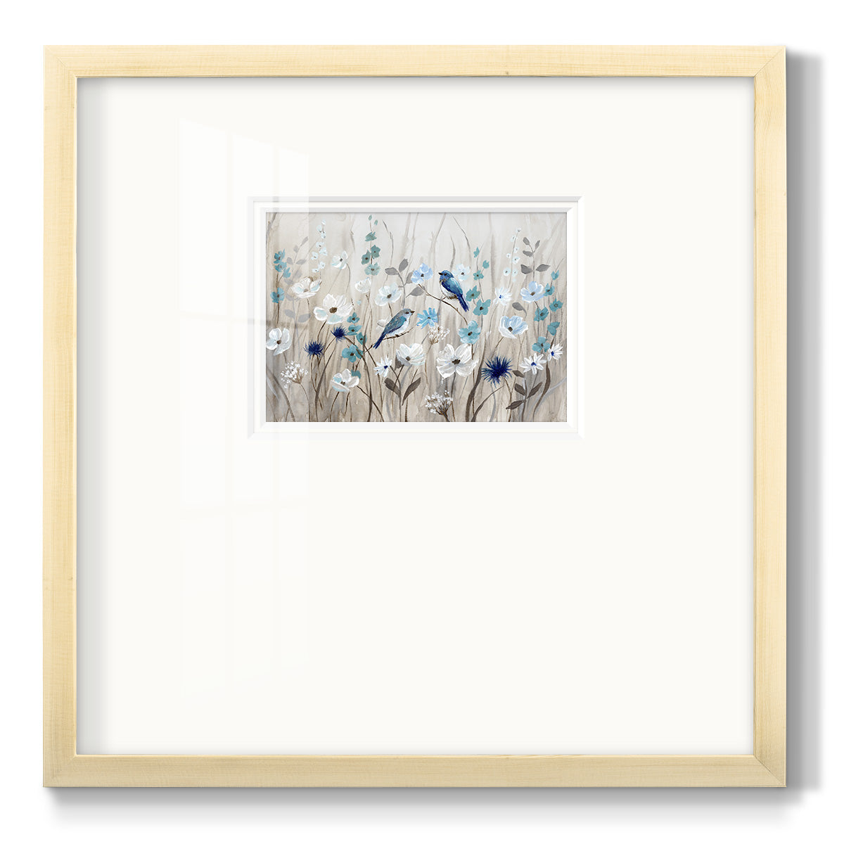 Bluebirds in Spring - Double Matboard Framed Print