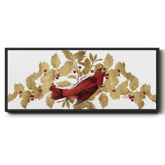 Red Bird Christmas Collection D - Floater Framed Canvas Print