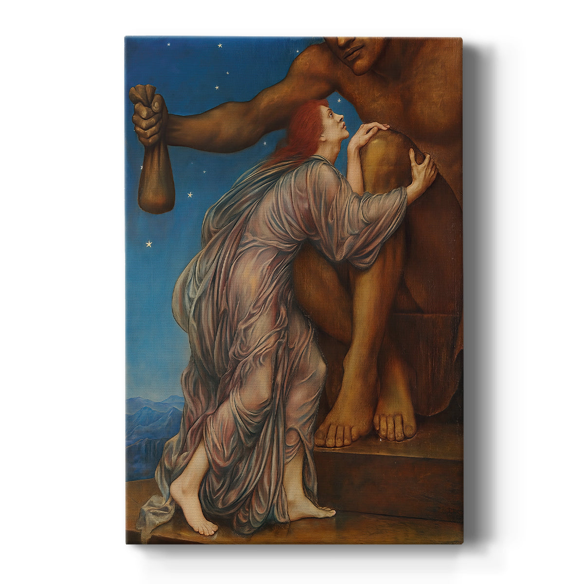 Canvas art print featuring a symbolic scene of figures gathered around a central figure representing wealth on a clean white background.