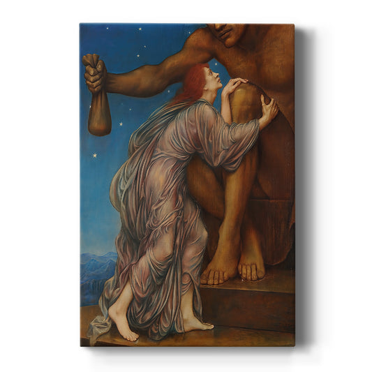 Canvas art print featuring a symbolic scene of figures gathered around a central figure representing wealth on a clean white background.