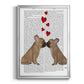 French Kiss and Hearts - Modern Framed Canvas Print