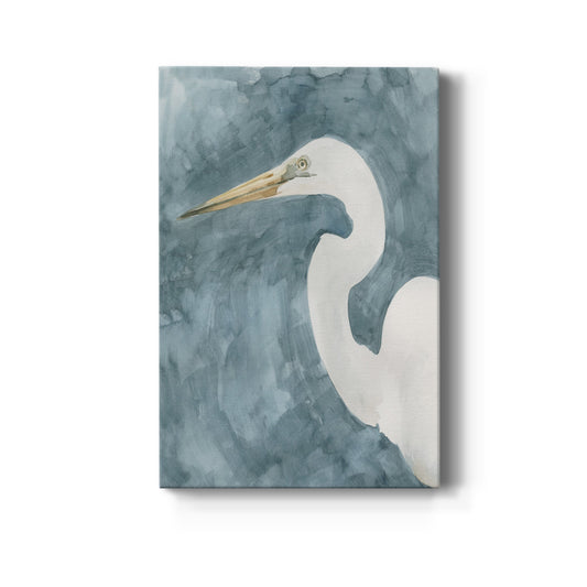 Watercolor Heron Portrait I Premium Gallery Wrapped Canvas - Ready to Hang