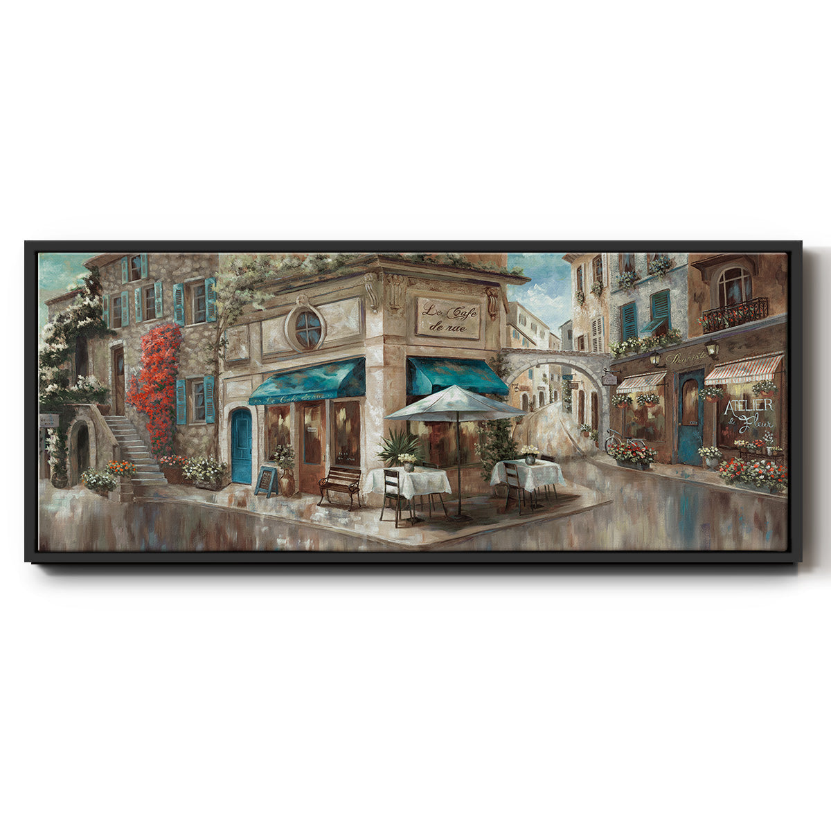 La Café de Rue - Floater Framed Canvas Print