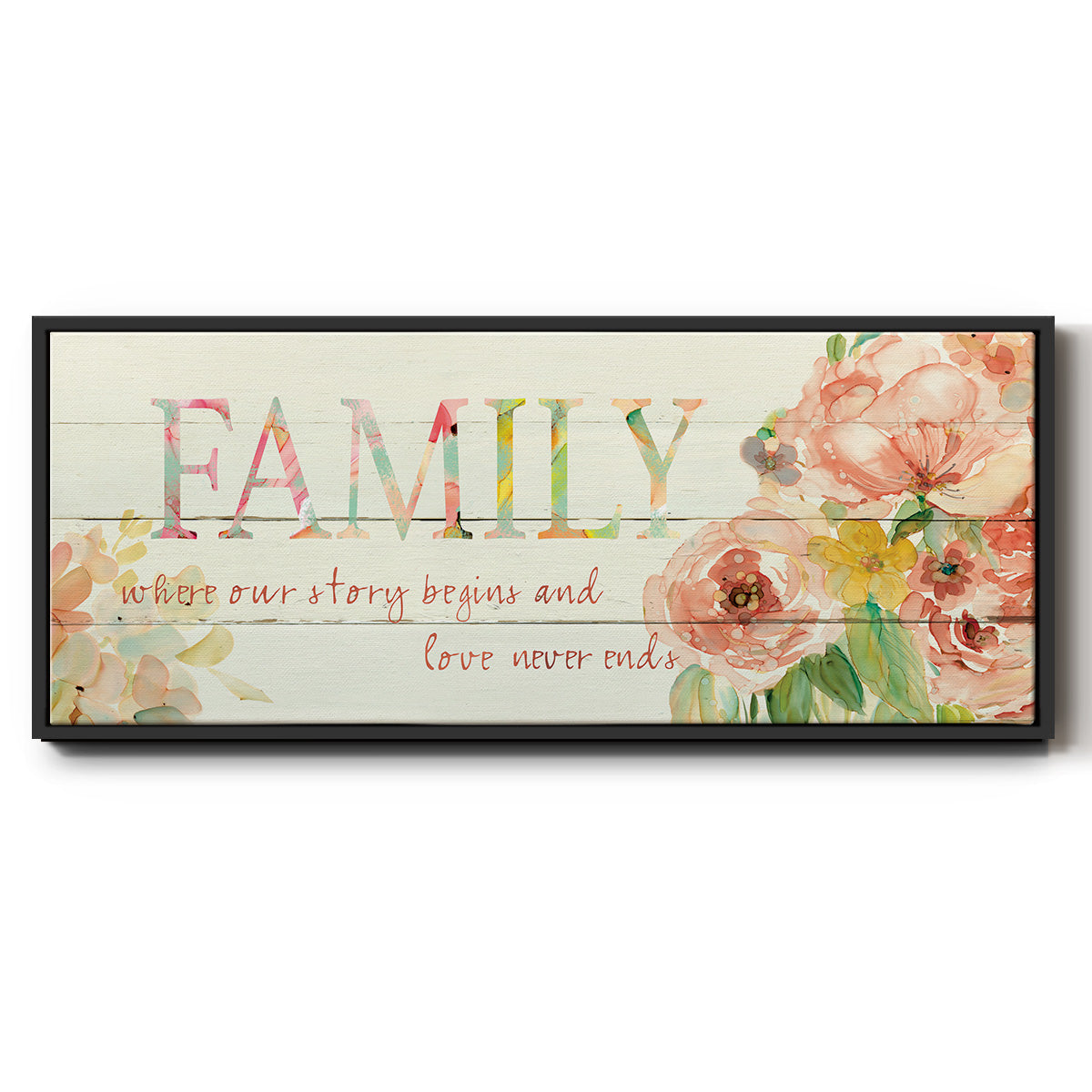 Family Where Our Story Begins - Floater Framed Canvas Print
