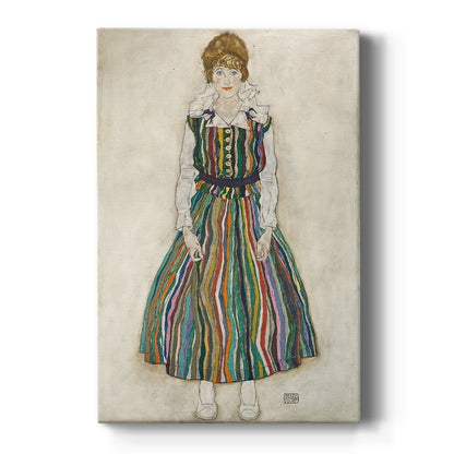 Canvas art print featuring an expressionist portrait of a woman with sharp lines and stylized features on a clean white background.