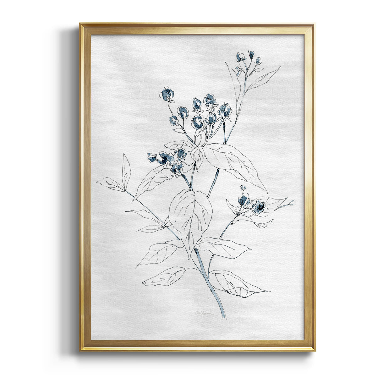 Indigo Sketch I - Modern Framed Canvas Print