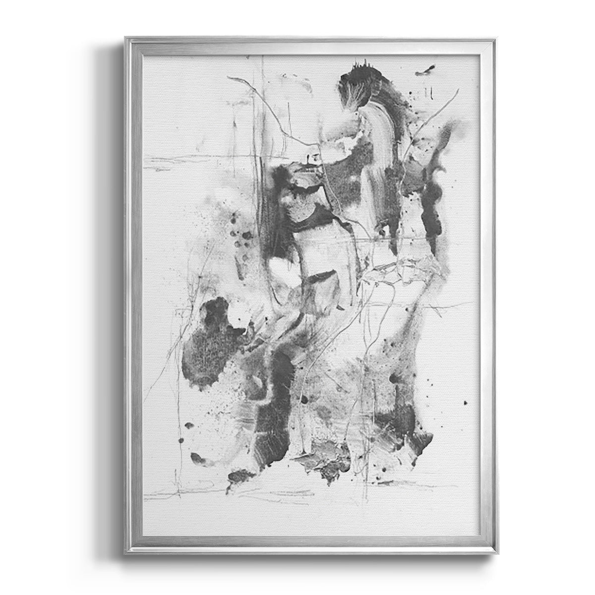 Graphite Abstract I - Modern Framed Canvas Print