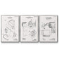 Toilet Paper Patent I - Framed Premium Gallery Wrapped Canvas L Frame 3 Piece Set - Ready to Hang