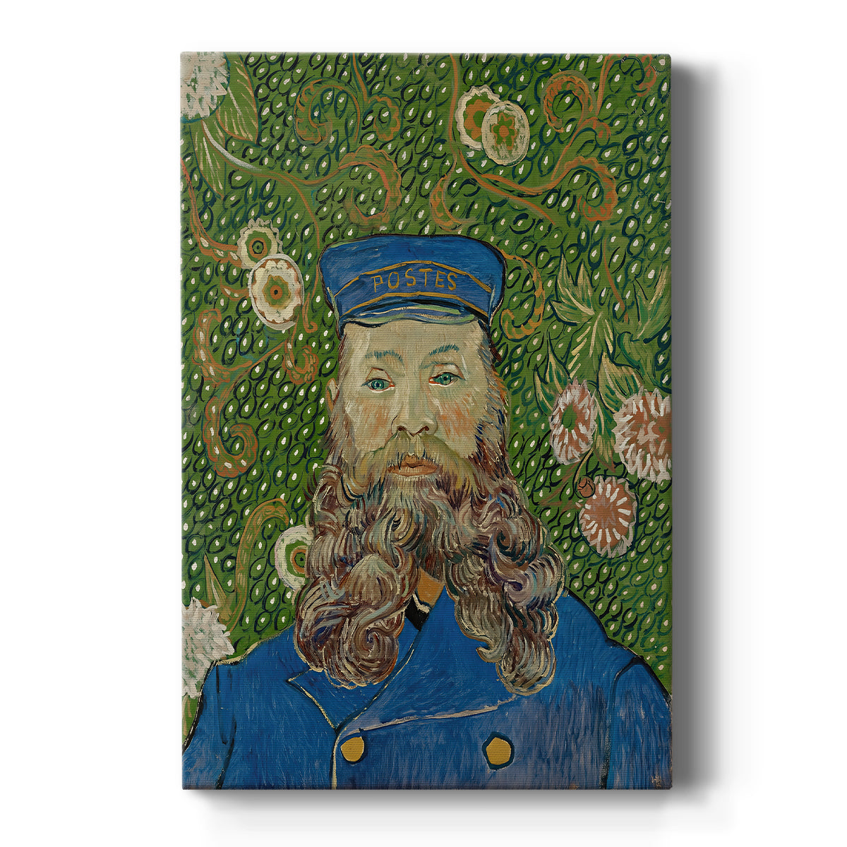 Canvas art print featuring an expressive portrait of a bearded man with bold color and thick brushwork on a clean white background.