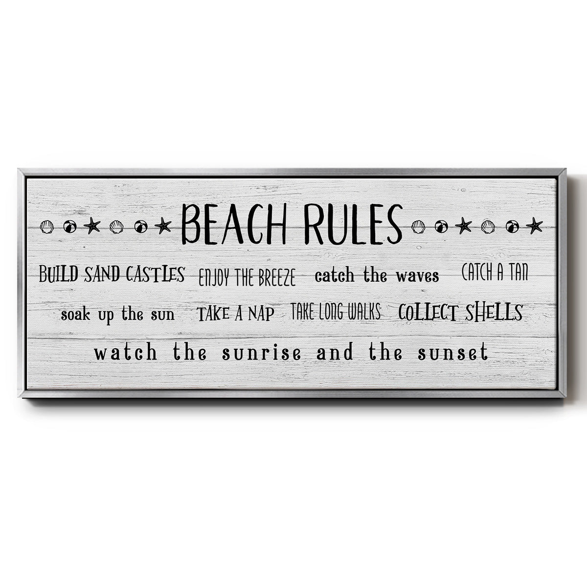 Rules of the Beach - Floater Framed Canvas Print