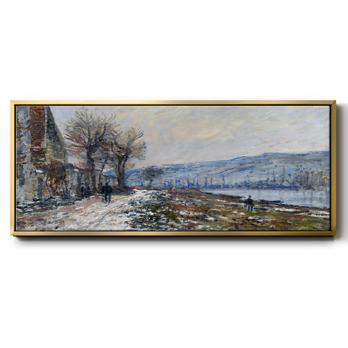 The Seine at Lavacourt, Effect of Snow, 1879 - Floater Framed Canvas Print