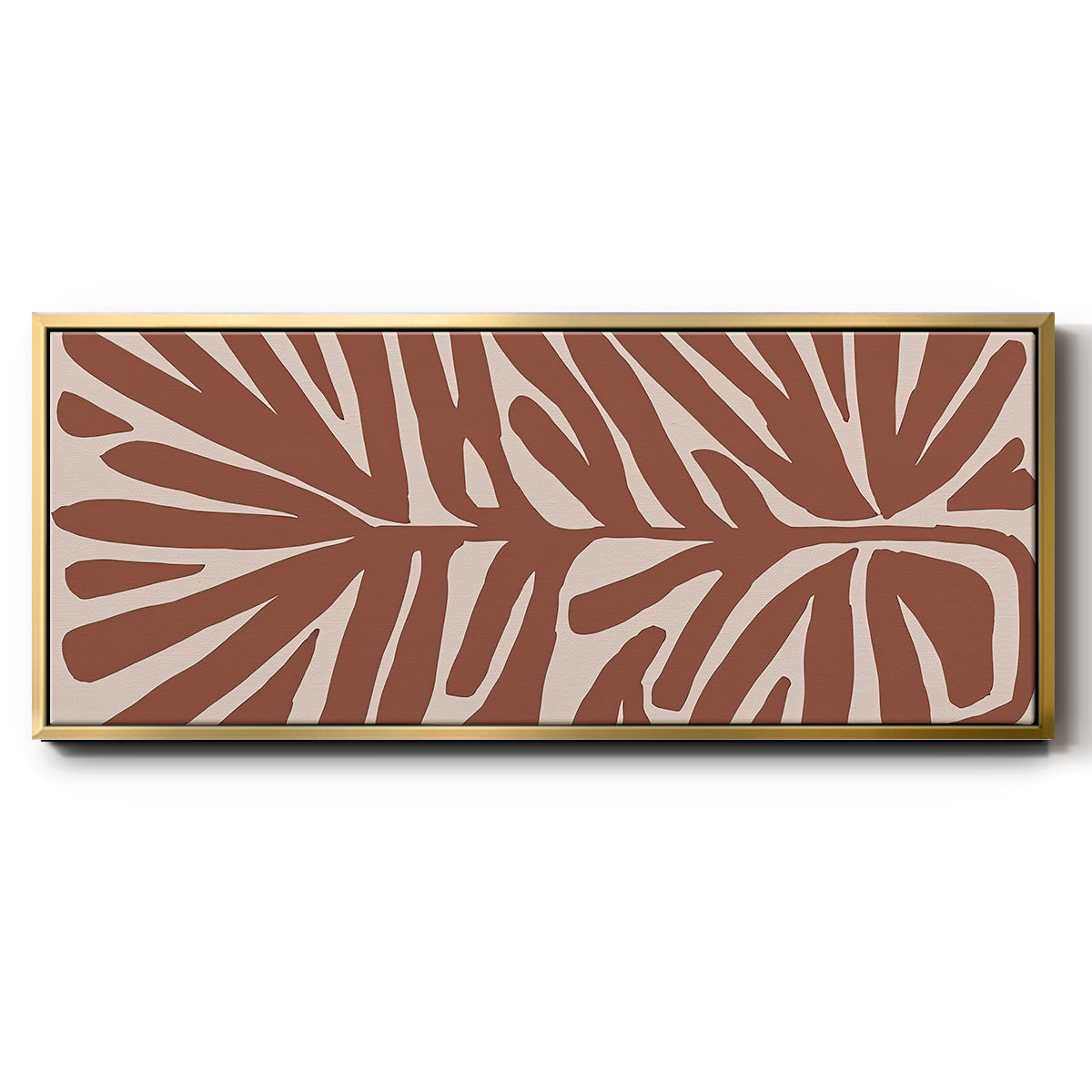 Terra Cotta Block Palms IV - Floater Framed Canvas Print