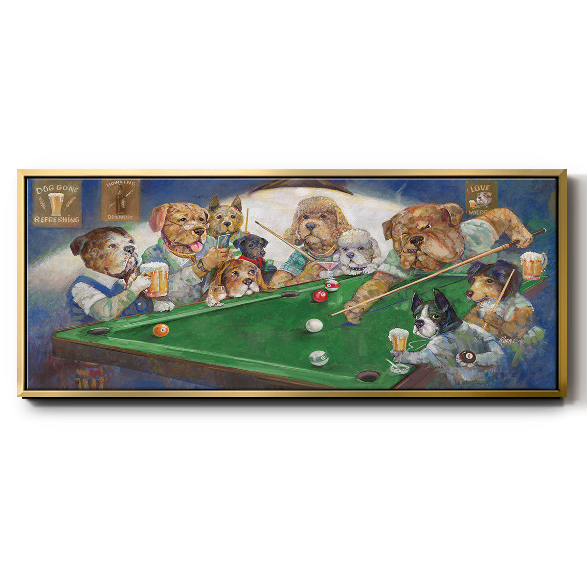 Pool Dogs - Floater Framed Canvas Print