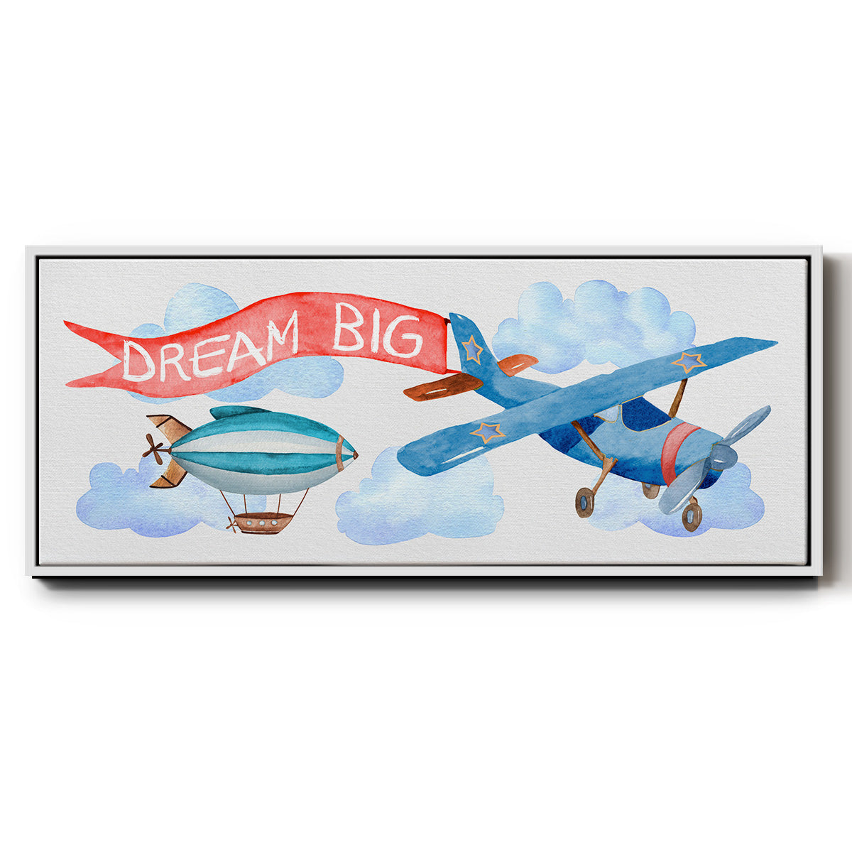 Dream Big Airplane - Floater Framed Canvas Print