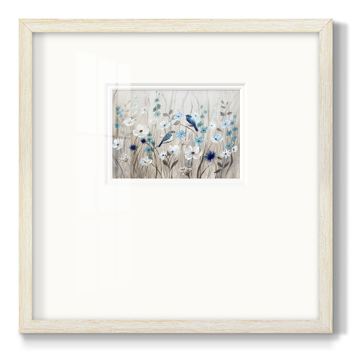 Bluebirds in Spring Premium Framed Print Double Matboard