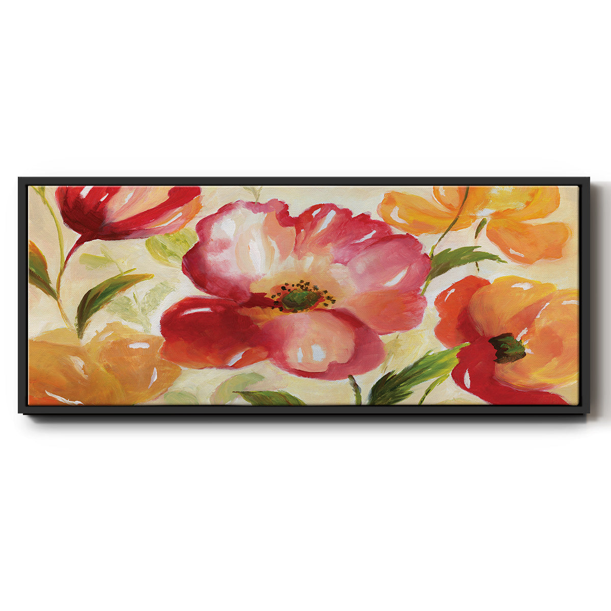 Jardin Rouge - Floater Framed Canvas Print