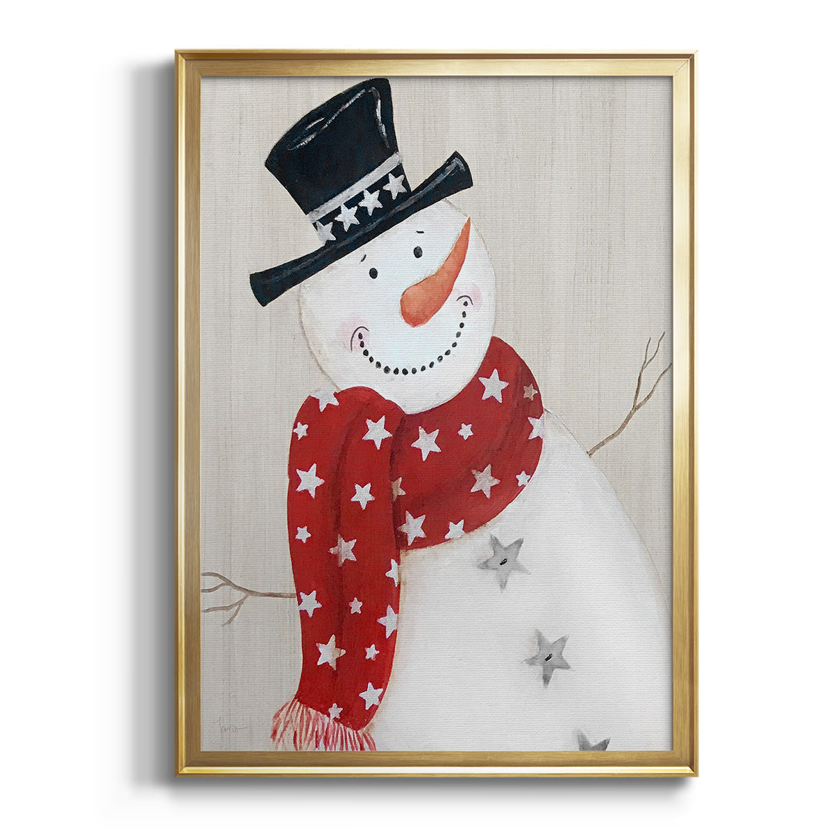 Festive Snowman I - Modern Framed Canvas Print