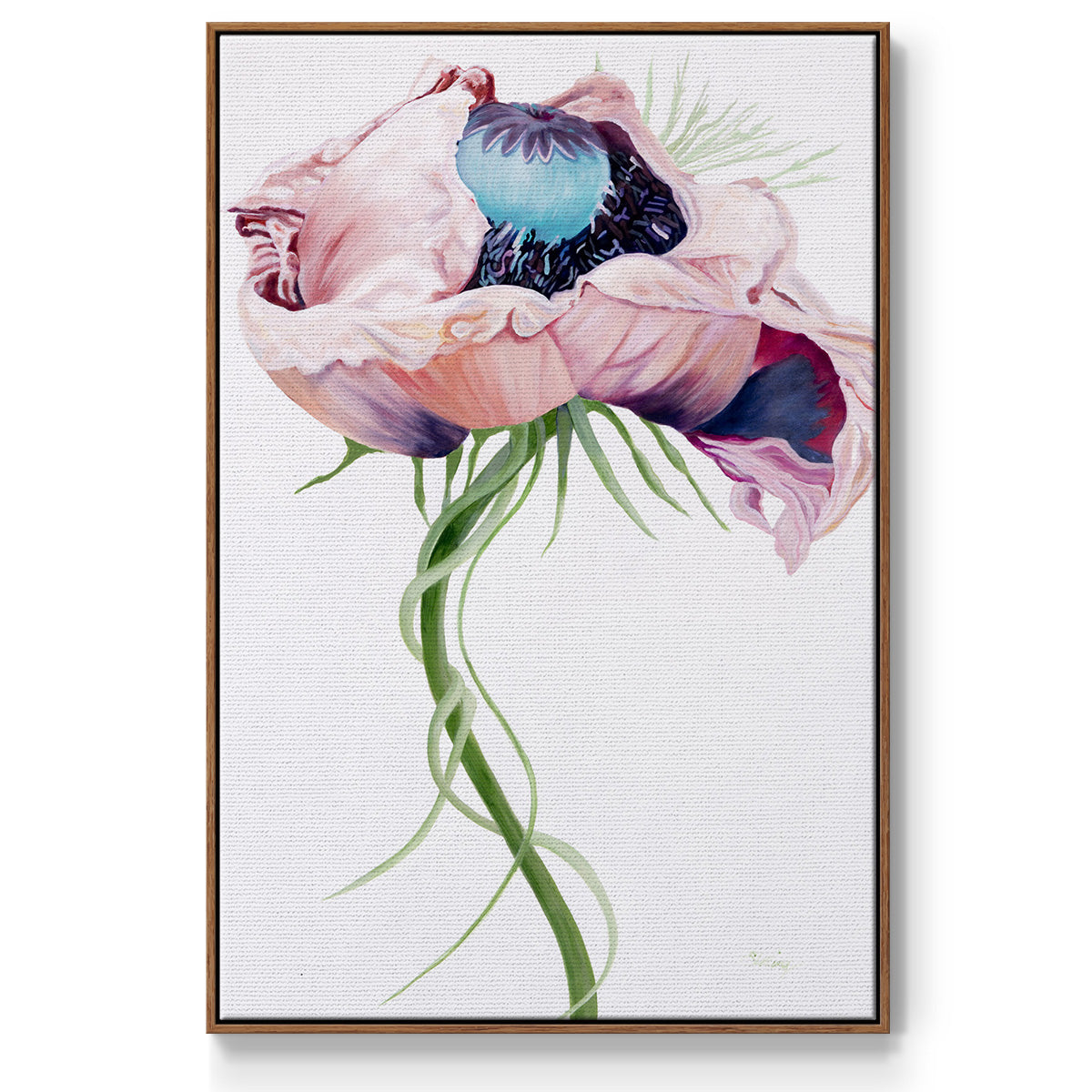 Paris Poppy II - Framed Premium Gallery Wrapped Canvas L Frame - Ready to Hang