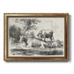 Classical pastoral landscape artwork by Nicolas Berchem printed on canvas in an ornate vintage gold frame.