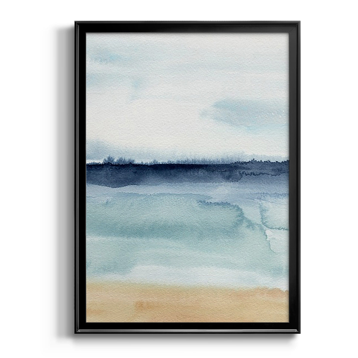 Watercolor Ocean Horizon I - Modern Framed Canvas Print