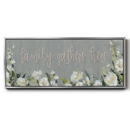 Family Gathers - Floater Framed Canvas Print