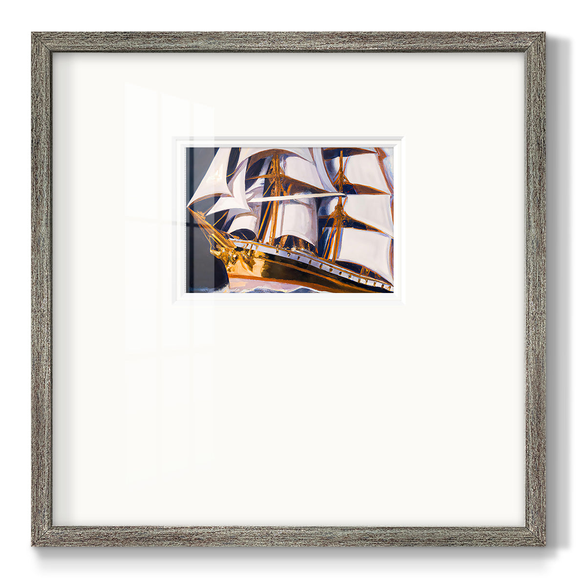 Golden Ship Premium Framed Print Double Matboard