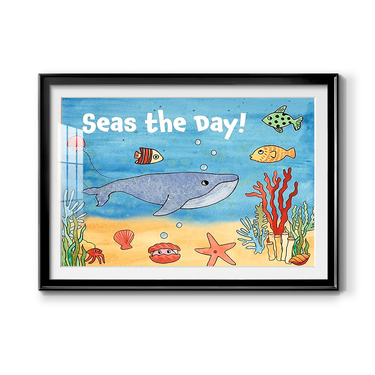 Cute Sea Creatures II - Modern Framed Art Print