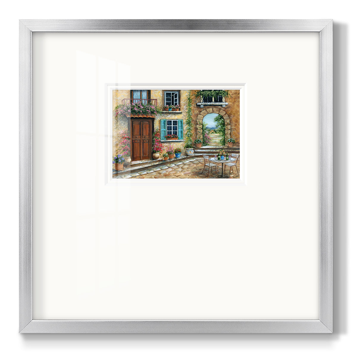 Tuscan Courtyard - Double Matboard Framed Print