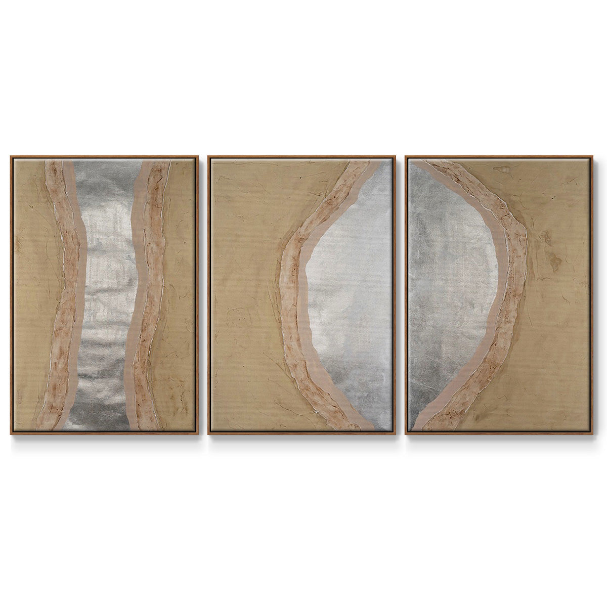 Silver Lake I - Framed Premium Gallery Wrapped Canvas L Frame 3 Piece Set - Ready to Hang