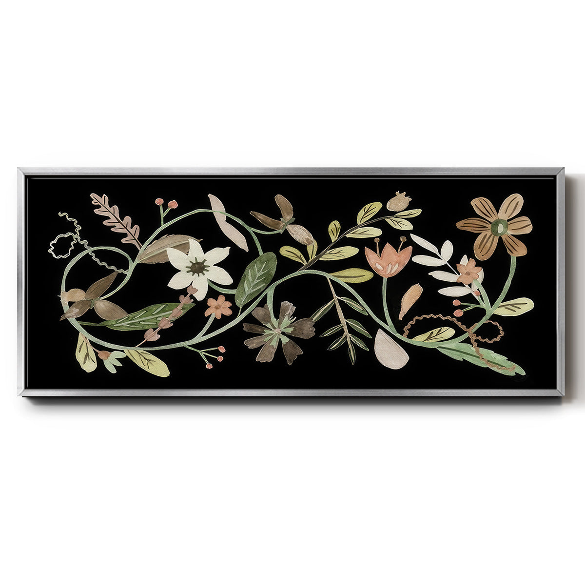 Pressed Flowers I - Floater Framed Canvas Print