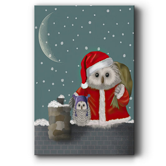 Christmas Santa Owl - Canvas Art Print