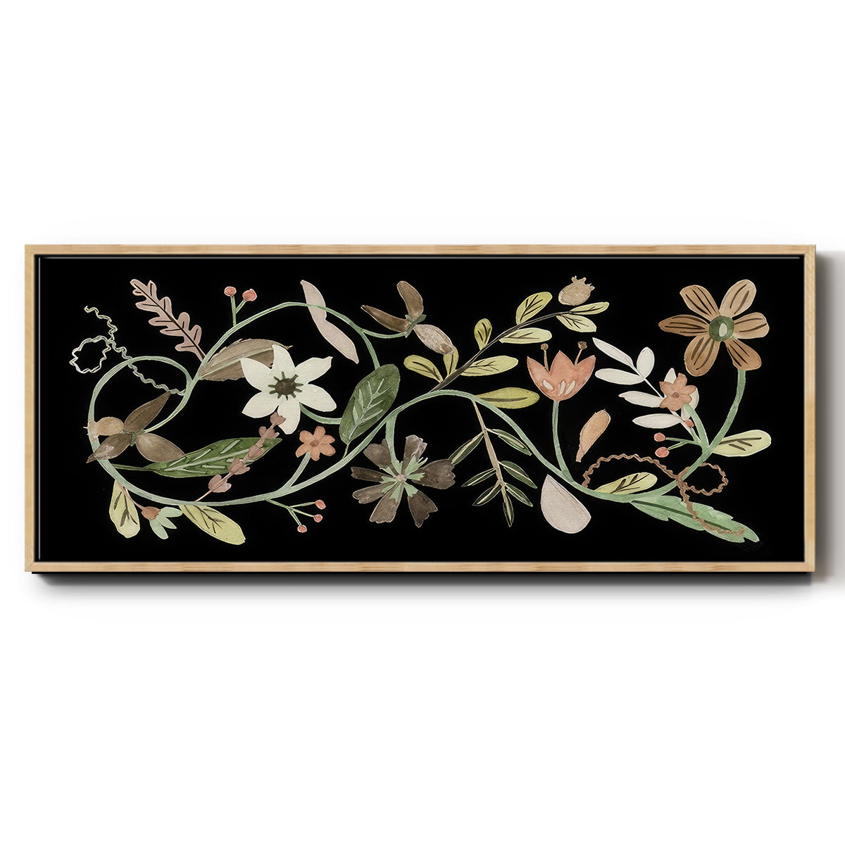 Pressed Flowers I - Floater Framed Canvas Print