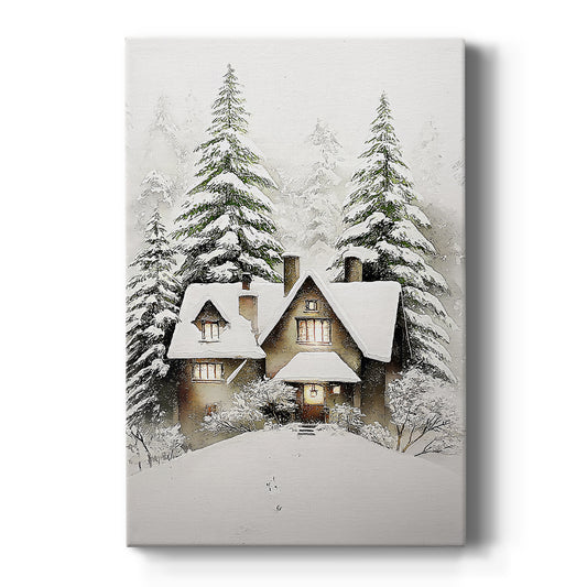 Cottage of Frostlit Whisper - Canvas Art Print