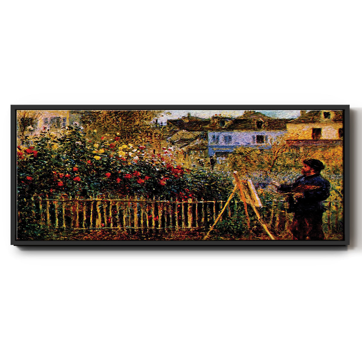Monet Painting in His Garden in Argenteuil - Floater Framed Canvas Print