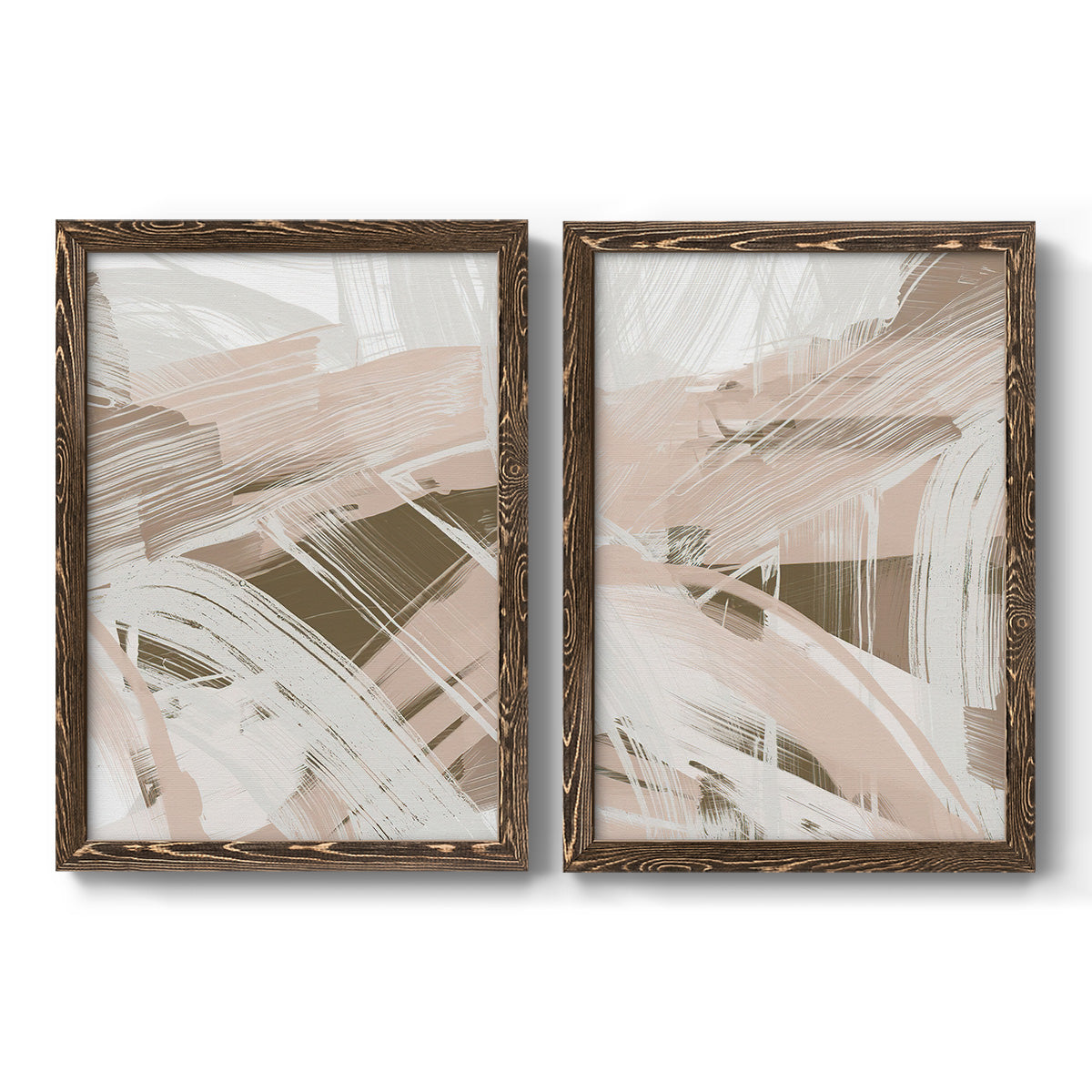 Earthtone Swipe I - Premium Framed Canvas 2 Piece Set - Ready to Hang