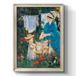 Intimate domestic genre scene by Édouard Manet printed on canvas in an ornate black frame with gilded inner detail with a vertical orientation.
