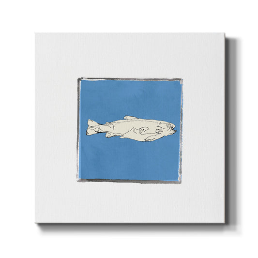 Block Print Fish IX-Premium Gallery Wrapped Canvas - Ready to Hang