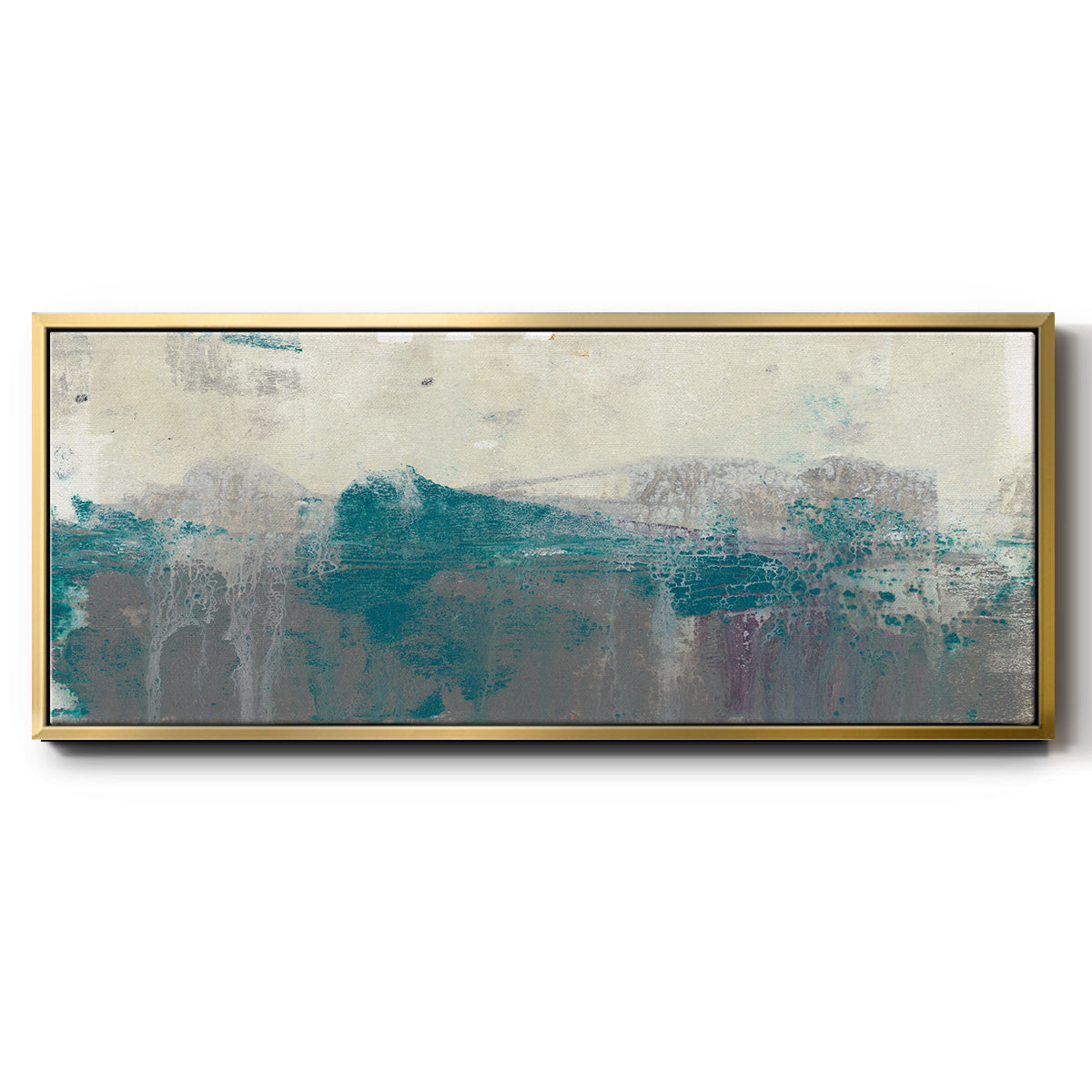 Teal Range II - Floater Framed Canvas Print